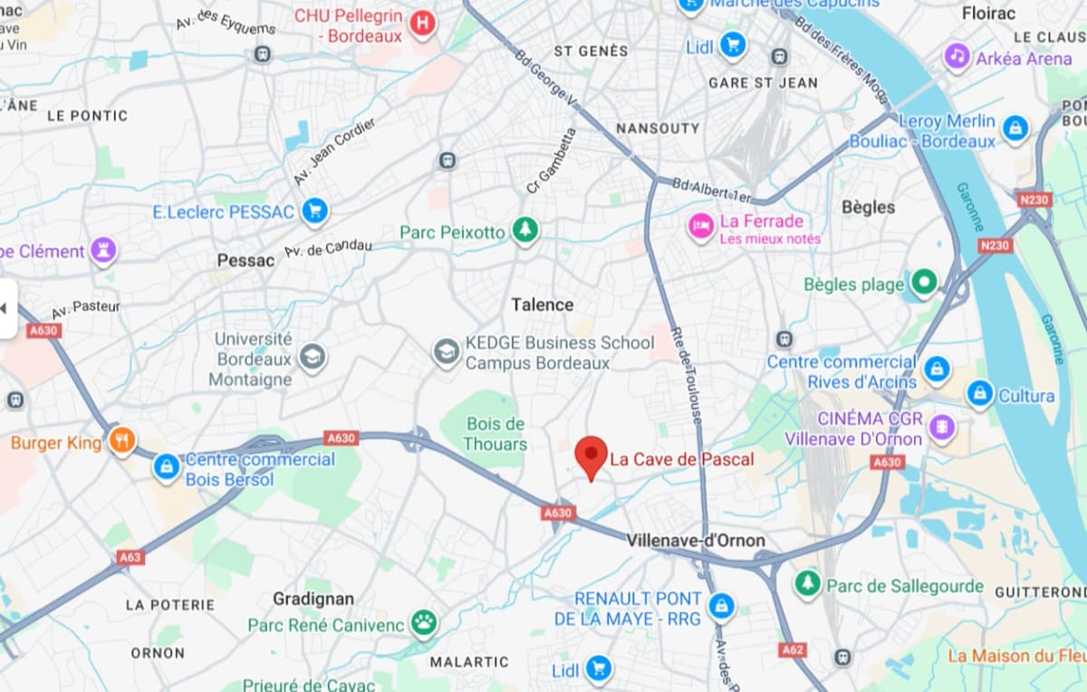 Localisation de la Cave de Pascal — Villenave d’Ornon